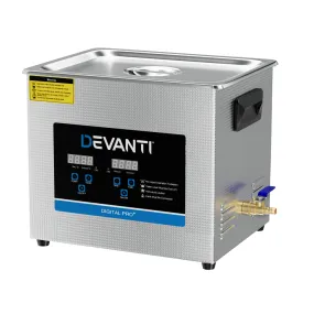 Devanti 10L Ultrasonic Cleaner Heater Cleaning Machine Timer Industrial 240W Devanti 10L Ultrasonic Cleaner Heater Cleaning Machine Timer Industrial 240W