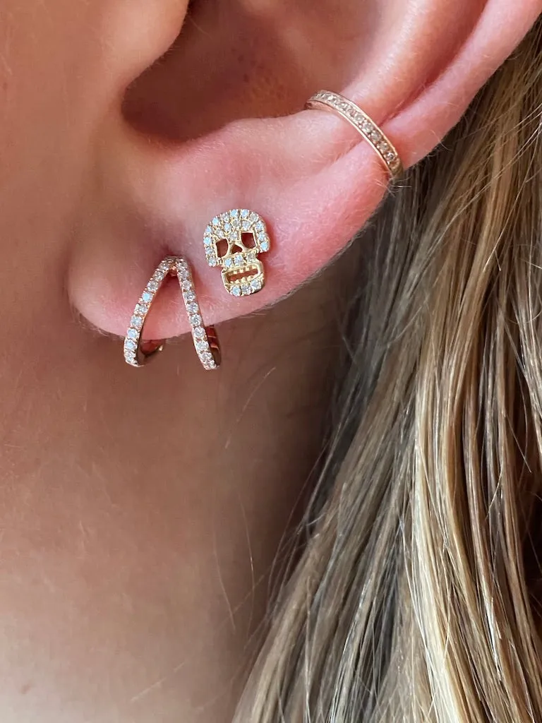 DIAMOND  SKULL AND HEART EARRINGS