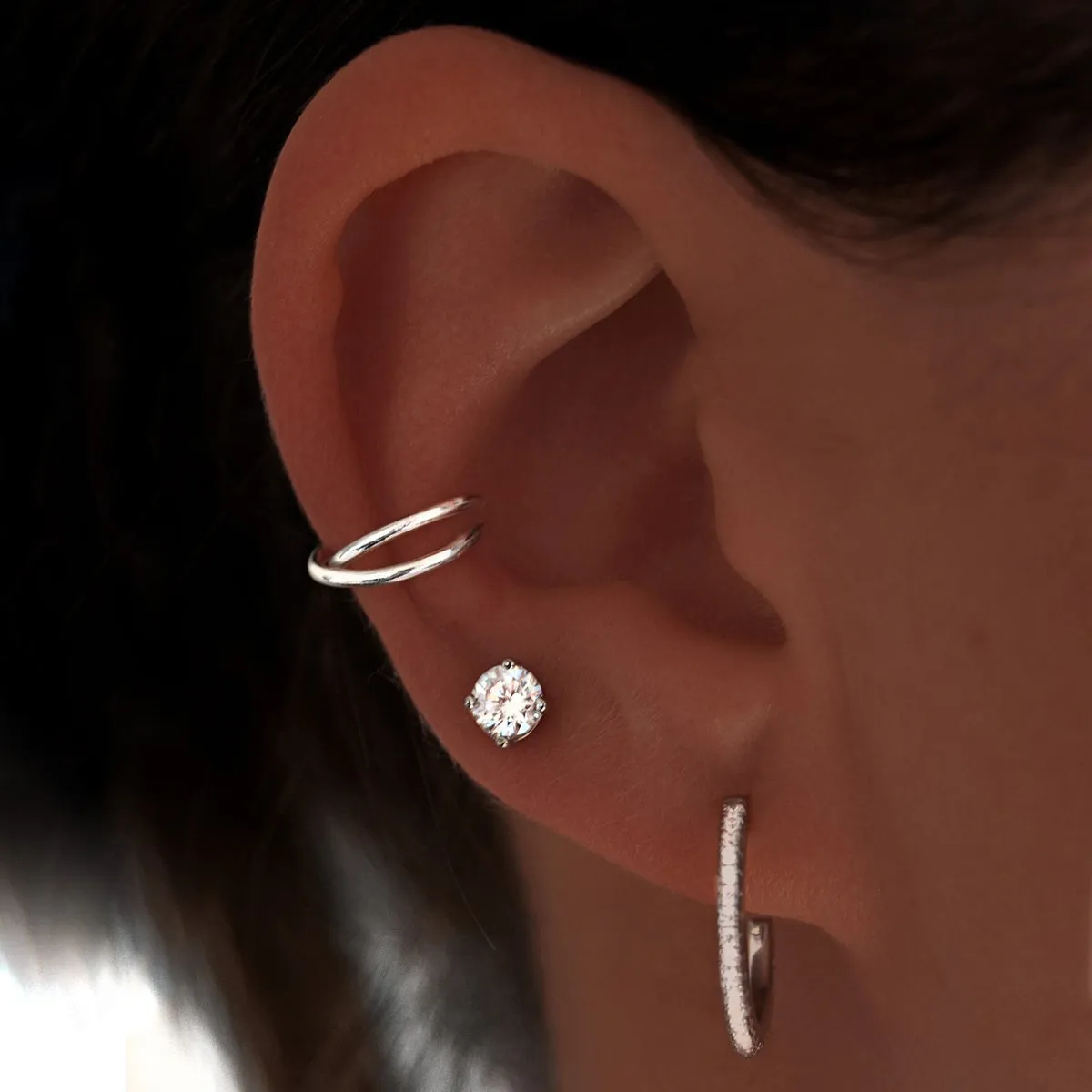 Diamonds L Silver Hoop Earrings