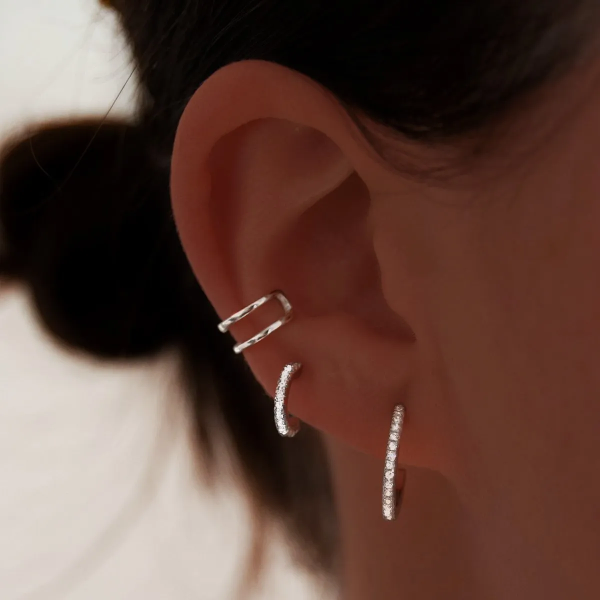 Diamonds L Silver Hoop Earrings