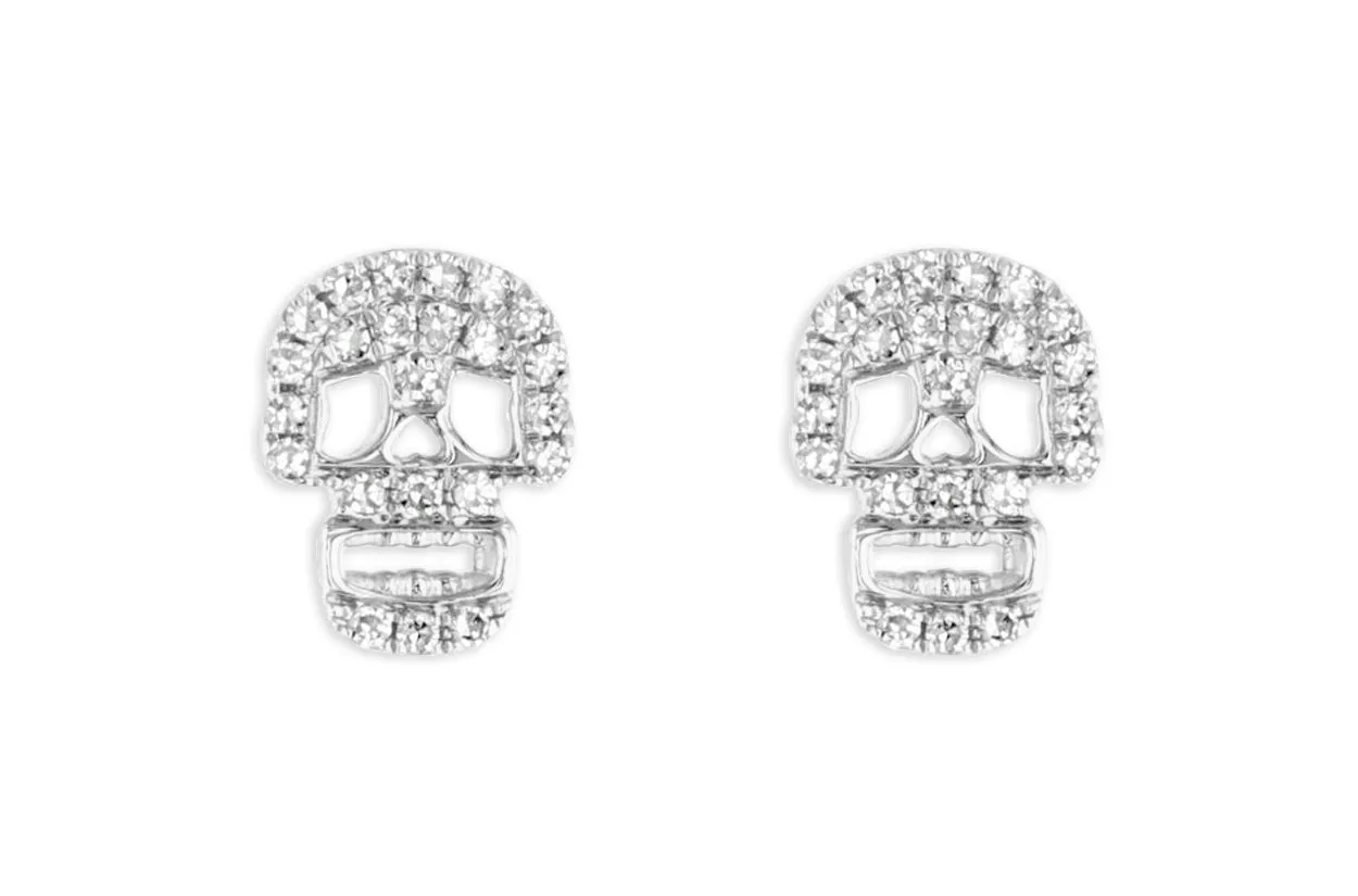 Earrings 14kt Gold Skulls & Diamonds Studs