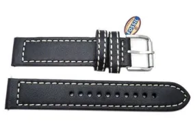 Fossil Defender Series Black Genuine Leather 20mm Watch Band Fossil Defender Series Black Genuine Leather 20mm Watch Band