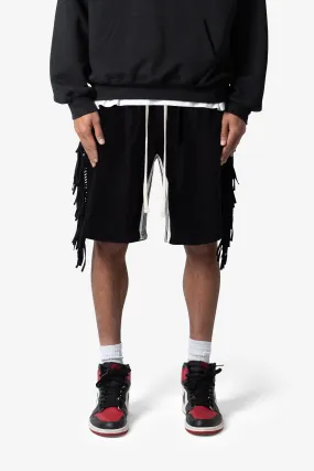 Fringe Velour Sweatshorts - Black Fringe Velour Sweatshorts - Black