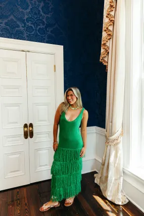 Fun In Fringe Dress - Green Fun In Fringe Dress - Green