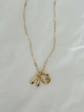 GEM BUBBLE LETTER NECKLACE GEM BUBBLE LETTER NECKLACE