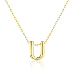 Gold Plated Initial Necklace Letter U Created with Zircondia® Crystals Gold Plated Initial Necklace Letter U Created with Zircondia® Crystals