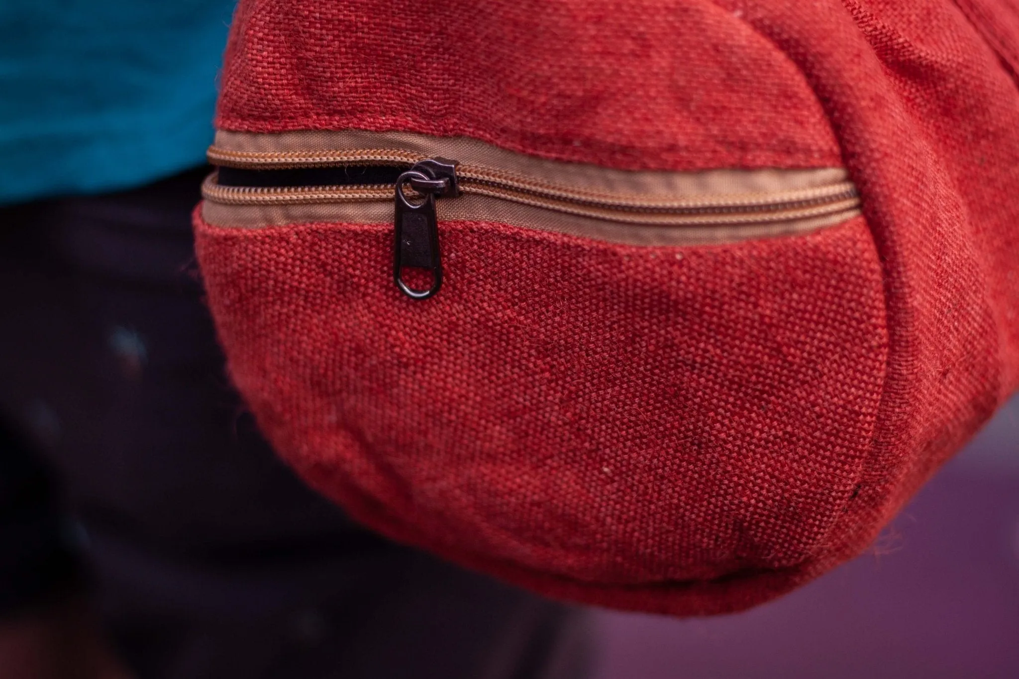 Hand Made Hemp Red Duffel Holdall Bag