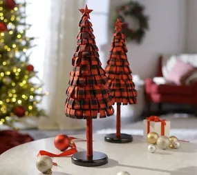 Home Reflections Set of 2 Plaid Fabric Trees Red Plaid, Home Reflections Set of 2 Plaid Fabric Trees Red Plaid,