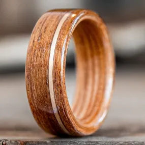 (In-Stock) The USS New Jersey | Men's Battleship Teak Wood Wedding Band with Whiskey Barrel Liner & 14k Yellow Gold Inlay - Size 7 | 7mm Wide (In-Stock) The USS New Jersey | Men's Battleship Teak Wood Wedding Band with Whiskey Barrel Liner & 14k Yellow Gold Inlay - Size 7 | 7mm Wide