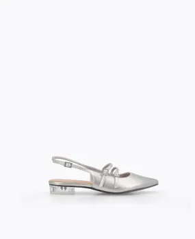 Inca Slingback Mary Jane Flats - Silver Inca Slingback Mary Jane Flats - Silver
