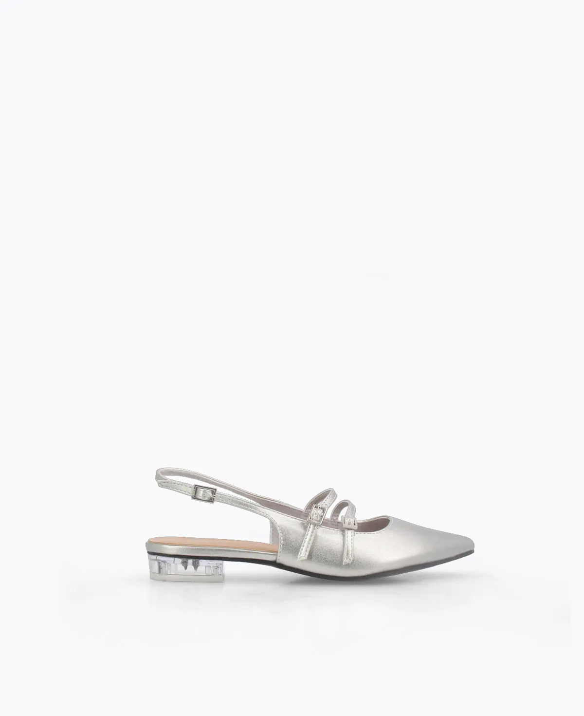 Inca Slingback Mary Jane Flats - Silver