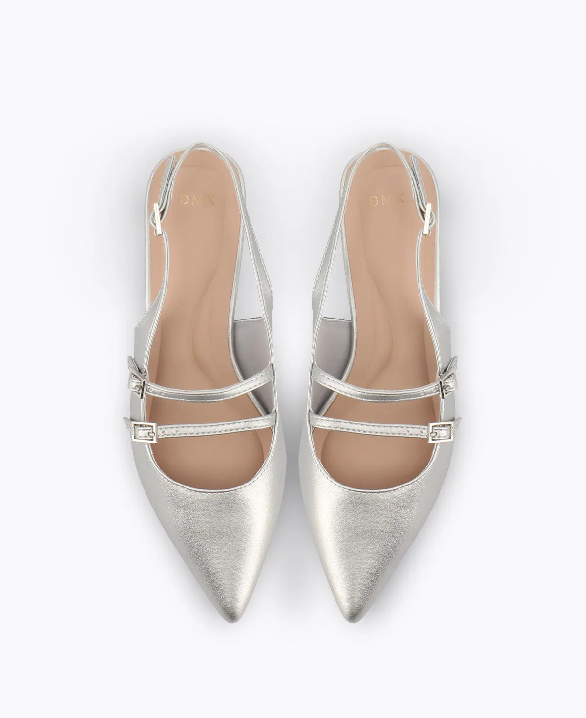 Inca Slingback Mary Jane Flats - Silver