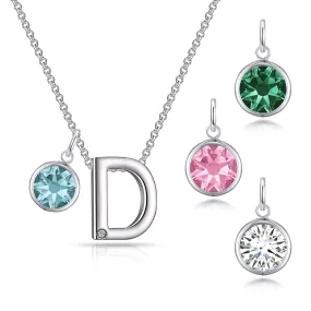 Initial D Necklace with Birthstone Charm Created with Zircondia® Crystals Initial D Necklace with Birthstone Charm Created with Zircondia® Crystals