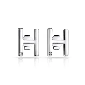 Initial Earrings Letter H Created with Zircondia® Crystals Initial Earrings Letter H Created with Zircondia® Crystals
