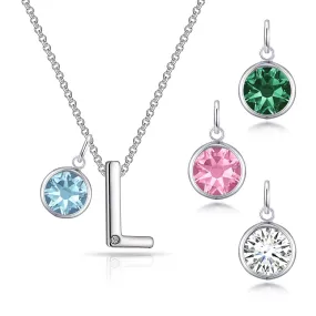 Initial L Necklace with Birthstone Charm Created with Zircondia® Crystals Initial L Necklace with Birthstone Charm Created with Zircondia® Crystals