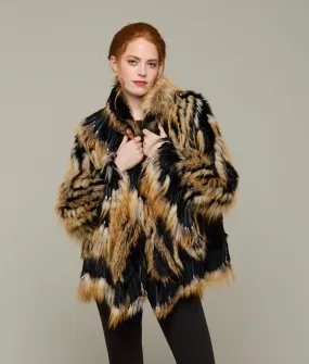 Knitted Raccoon Fringe Jacket :: Black Knitted Raccoon Fringe Jacket :: Black