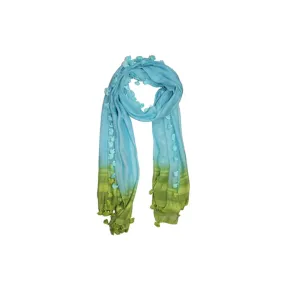 La Fiorentina Solid Silk/Cotton Blend Scarf with Fringes - Green/Blue La Fiorentina Solid Silk/Cotton Blend Scarf with Fringes - Green/Blue
