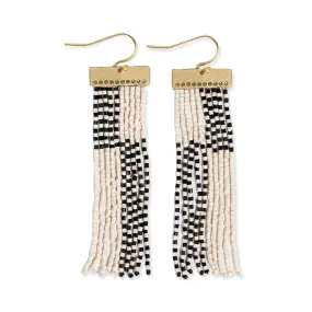 Lana Rectangle Hanger Colorblocks With Stripes Beaded Fringe Earrings Lana Rectangle Hanger Colorblocks With Stripes Beaded Fringe Earrings