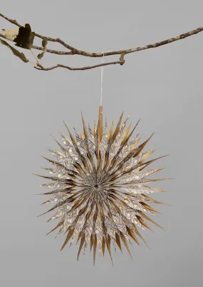 Large Hanging Lokta Paper Star | Ecru/Gold Large Hanging Lokta Paper Star | Ecru/Gold