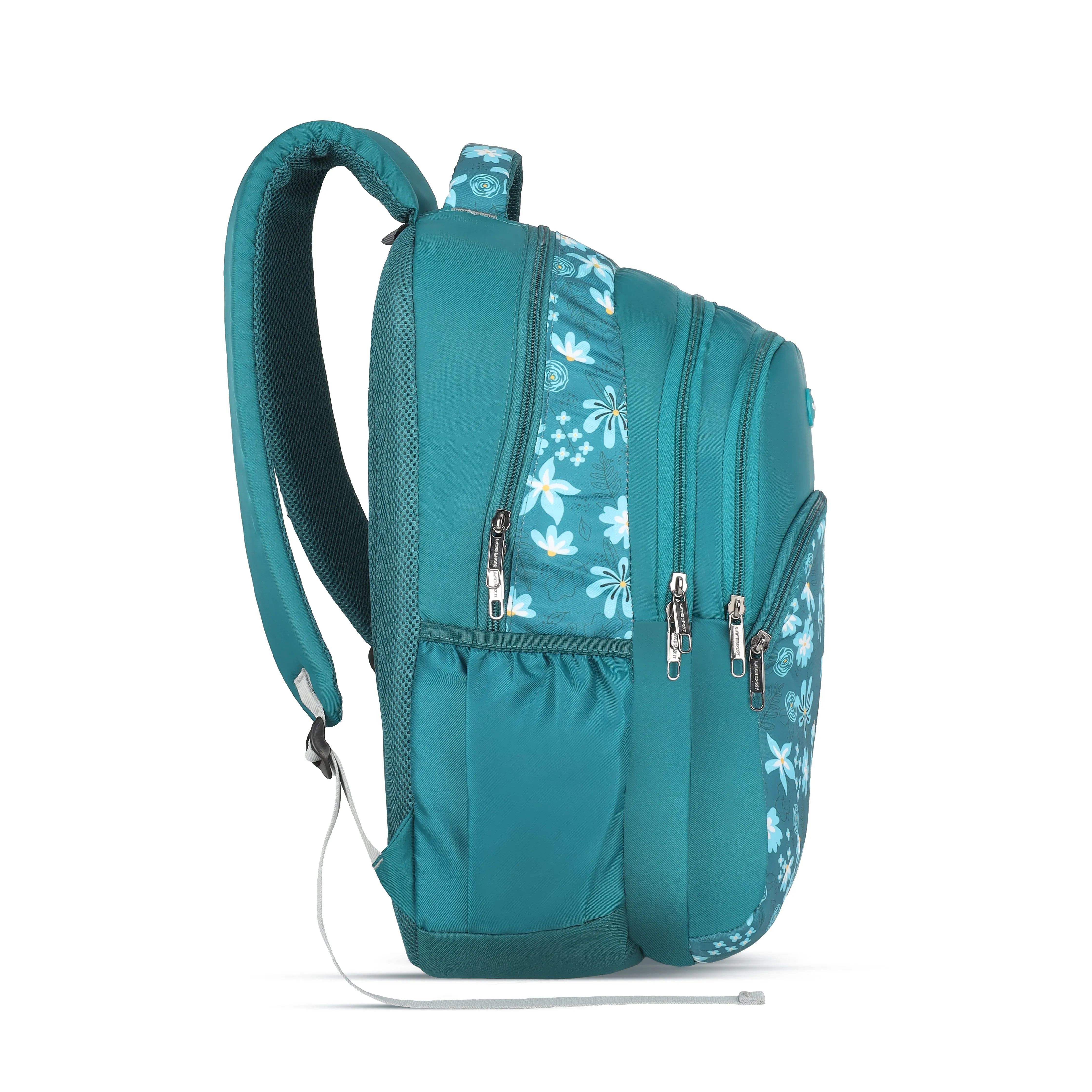Lavie Sport Bellis 39L Printed School Backpack with Rain cover for Girls Teal