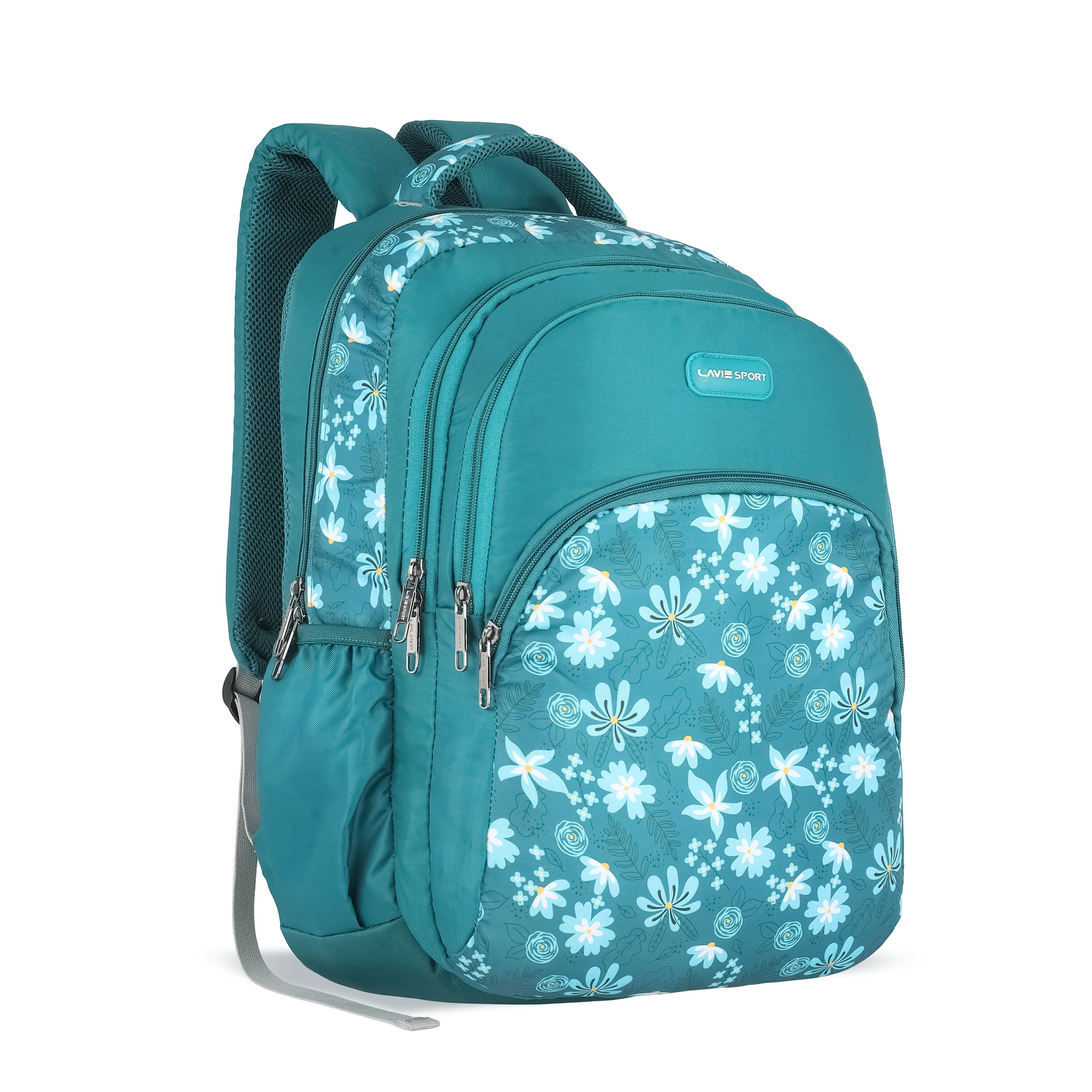 Lavie Sport Bellis 39L Printed School Backpack with Rain cover for Girls Teal