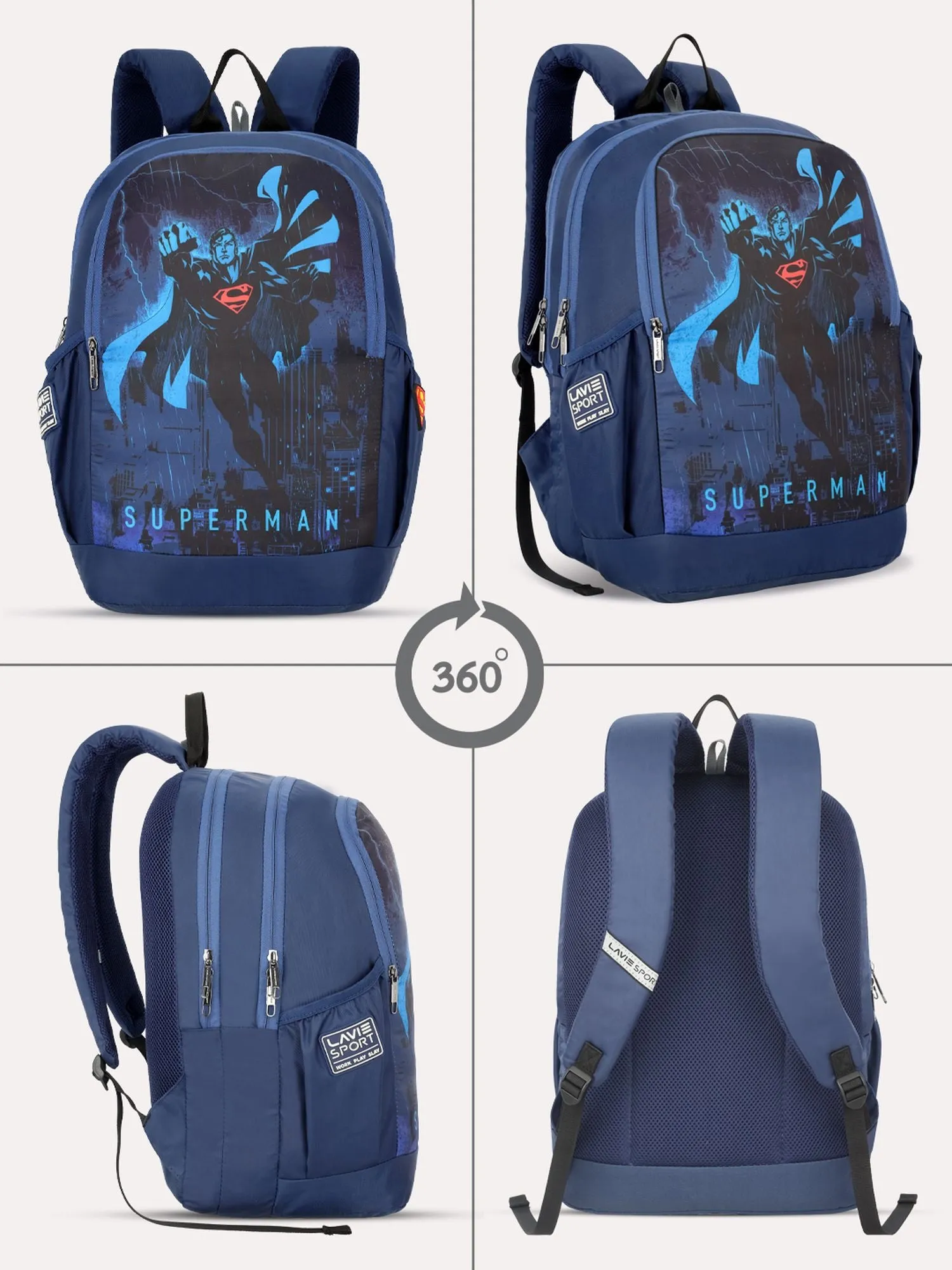 Lavie Sport Superman Krypton 33L College Laptop Backpack For Boys & Girls Navy