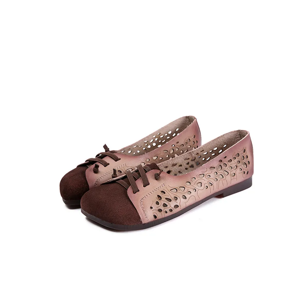 Leather Retro Strap Women's Flats | Gift Shoes
