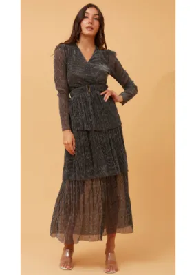 Lisbeth Black Glitter Wrap Maxi Dress Lisbeth Black Glitter Wrap Maxi Dress