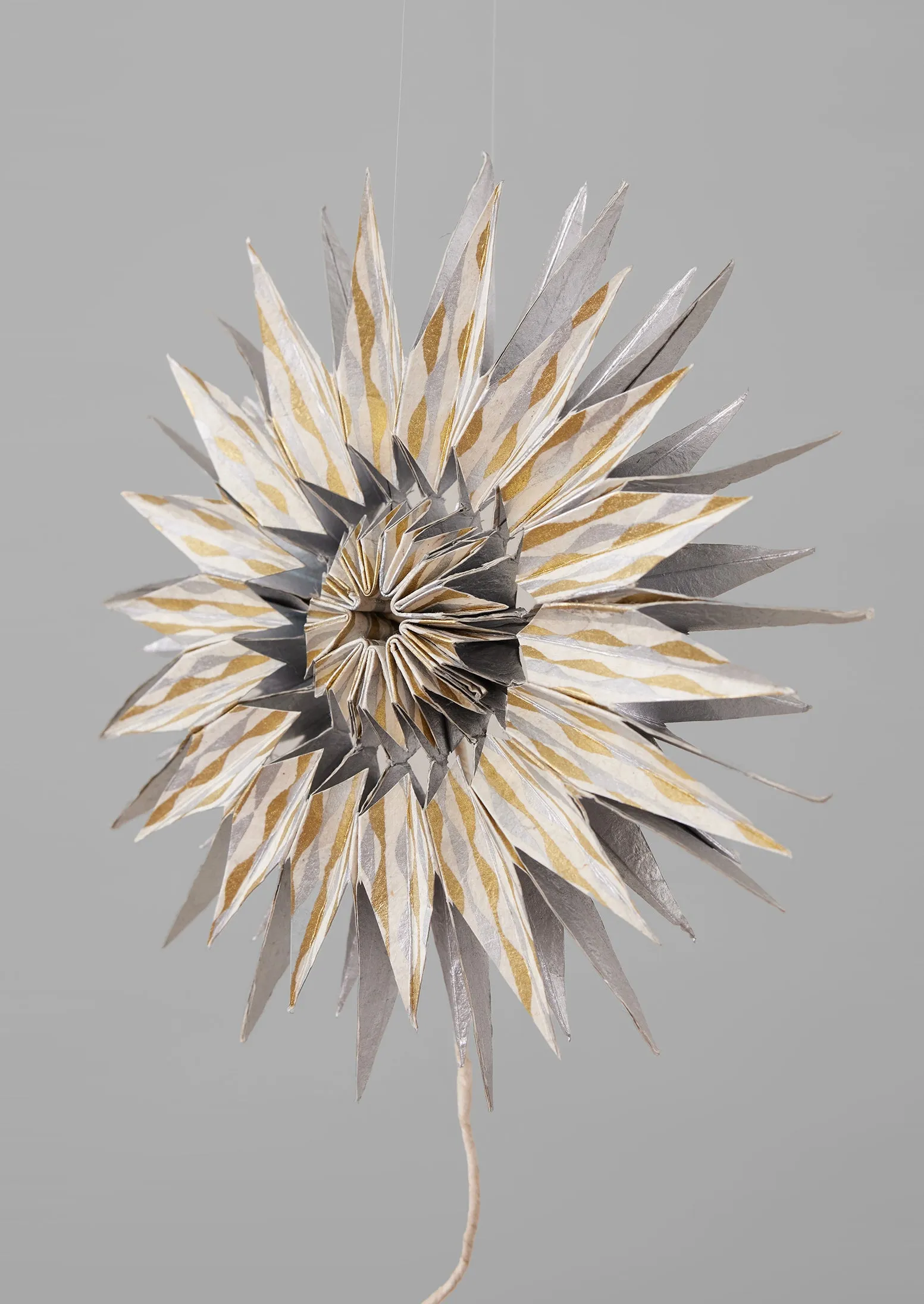 Lokta Paper Star Tree Topper | Silver/Gold