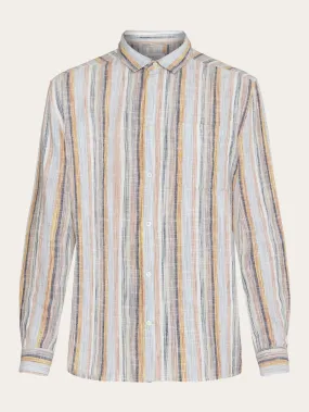 Loose multicolored striped cotton shirt - GOTS/Vegan - Multi color stripe Loose multicolored striped cotton shirt - GOTS/Vegan - Multi color stripe