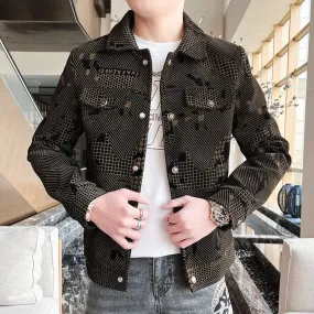 Luxury Plaid Elegance: Business Casual Slim Lapel Bomber Jacket for Men's Fashionable Streetwear Wardrobe Luxury Plaid Elegance: Business Casual Slim Lapel Bomber Jacket for Men's Fashionable Streetwear Wardrobe