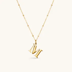 M Initial Pendant Necklace In Gold M Initial Pendant Necklace In Gold