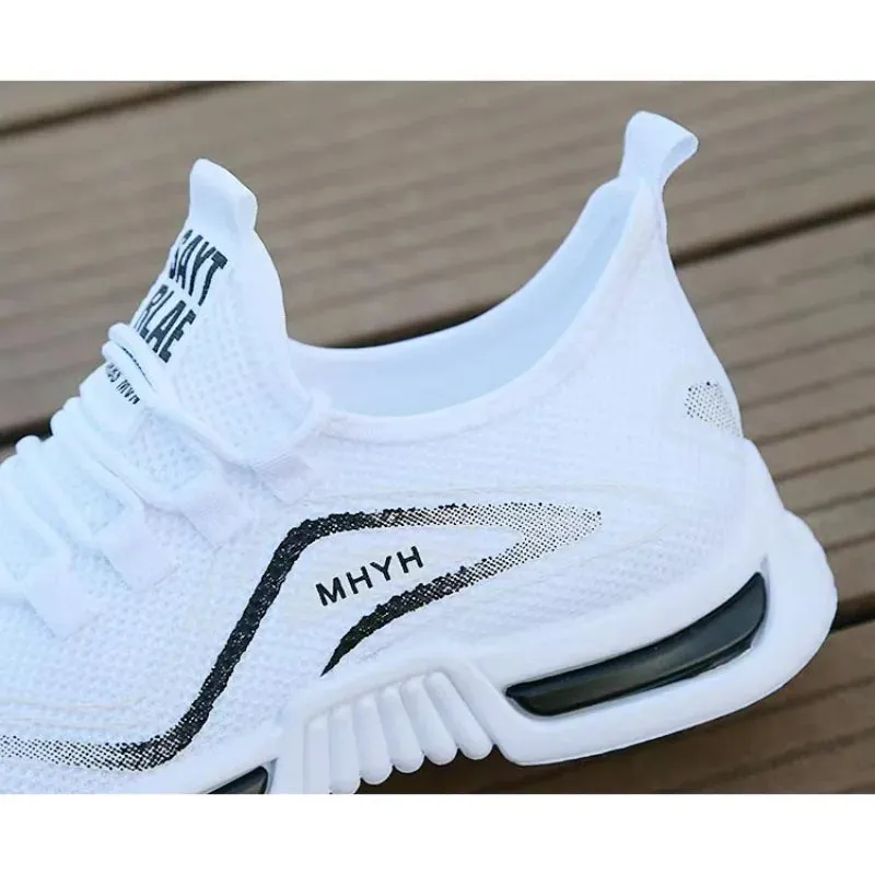 Men's Casual Lace Up Running Sports Flat Shoes Comfortable and Lightweight Flying Weaving Lazy Men's Shoes