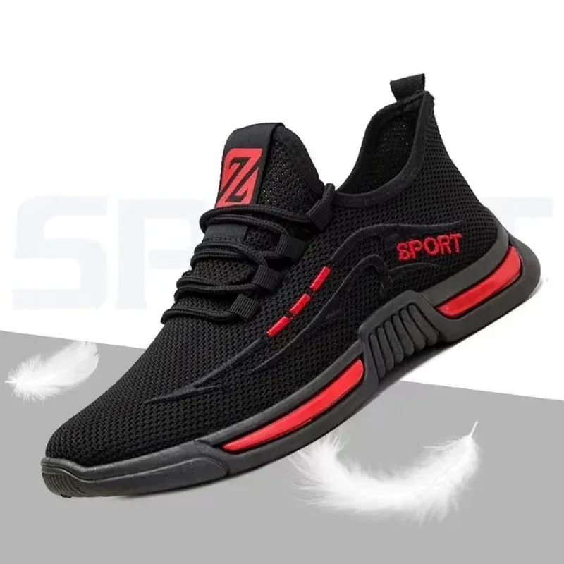 Men's Casual Lace Up Running Sports Flat Shoes Comfortable and Lightweight Flying Weaving Lazy Men's Shoes