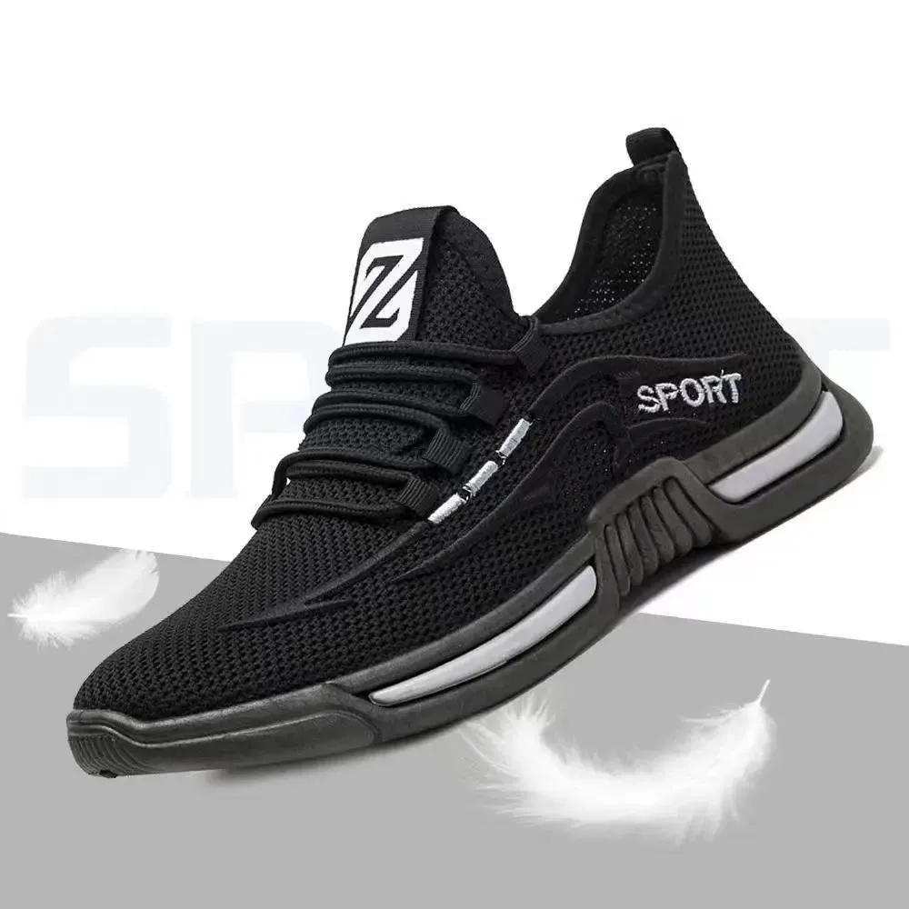 Men's Casual Lace Up Running Sports Flat Shoes Comfortable and Lightweight Flying Weaving Lazy Men's Shoes