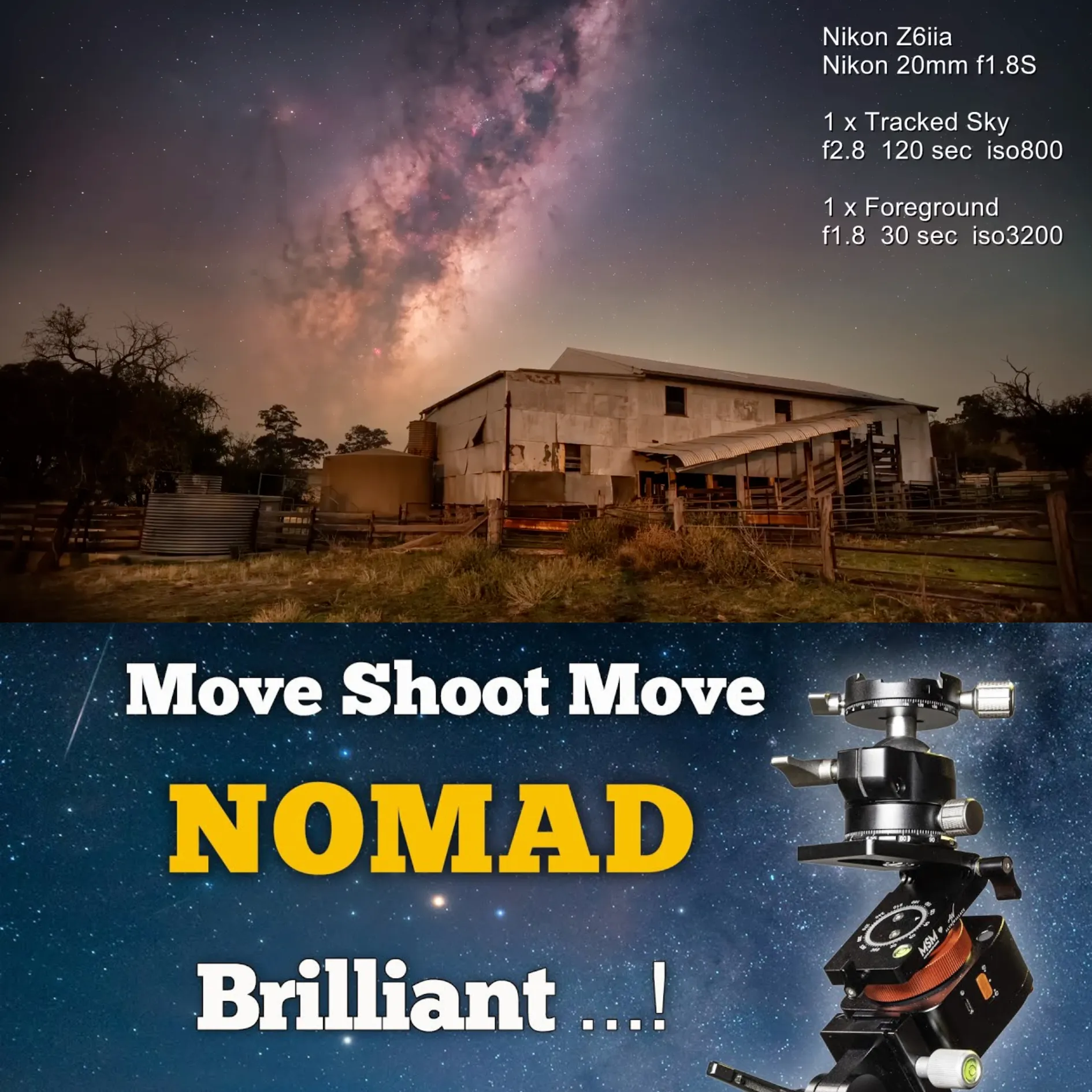 MOVE SHOOT MOVE NOMAD Grab & Go Star Tracker for Beginner and Experienced Photographers,  ๐ Happy Milky Way Season - Do Not Miss Again!