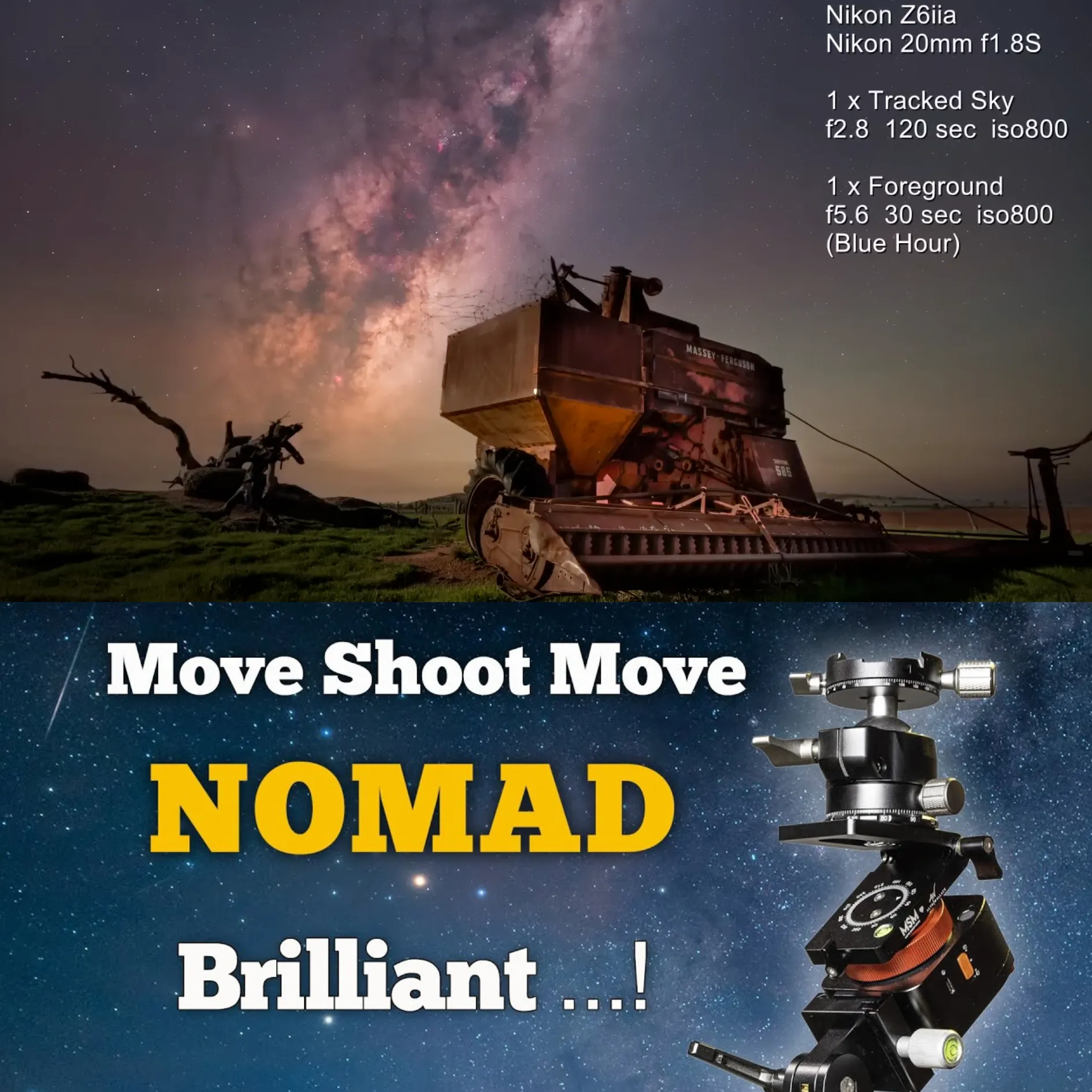 MOVE SHOOT MOVE NOMAD Grab & Go Star Tracker for Beginner and Experienced Photographers,  ๐ Happy Milky Way Season - Do Not Miss Again!