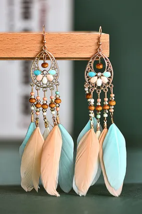Multicolor Bohemian Hollow-out Feather Tassel Earrings Multicolor Bohemian Hollow-out Feather Tassel Earrings