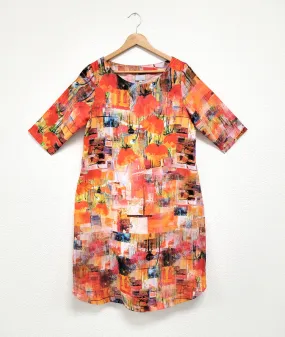 Niche - Linen - Silo Dress - Orange Square Foil Niche - Linen - Silo Dress - Orange Square Foil