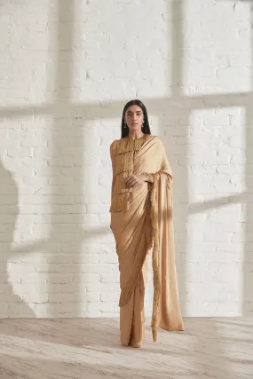Noor Fringe Sari with Sleeveless Fringe Jacket Noor Fringe Sari with Sleeveless Fringe Jacket