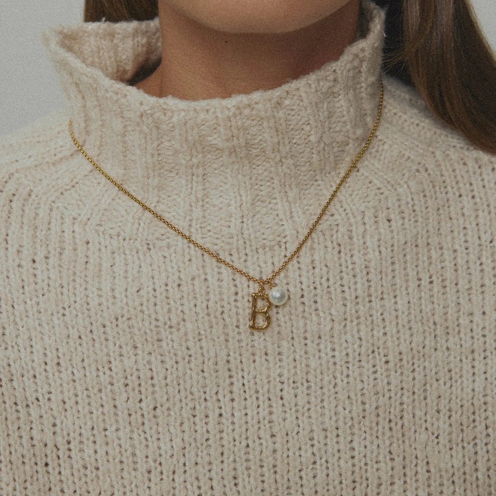 Pearl Letter B Necklace