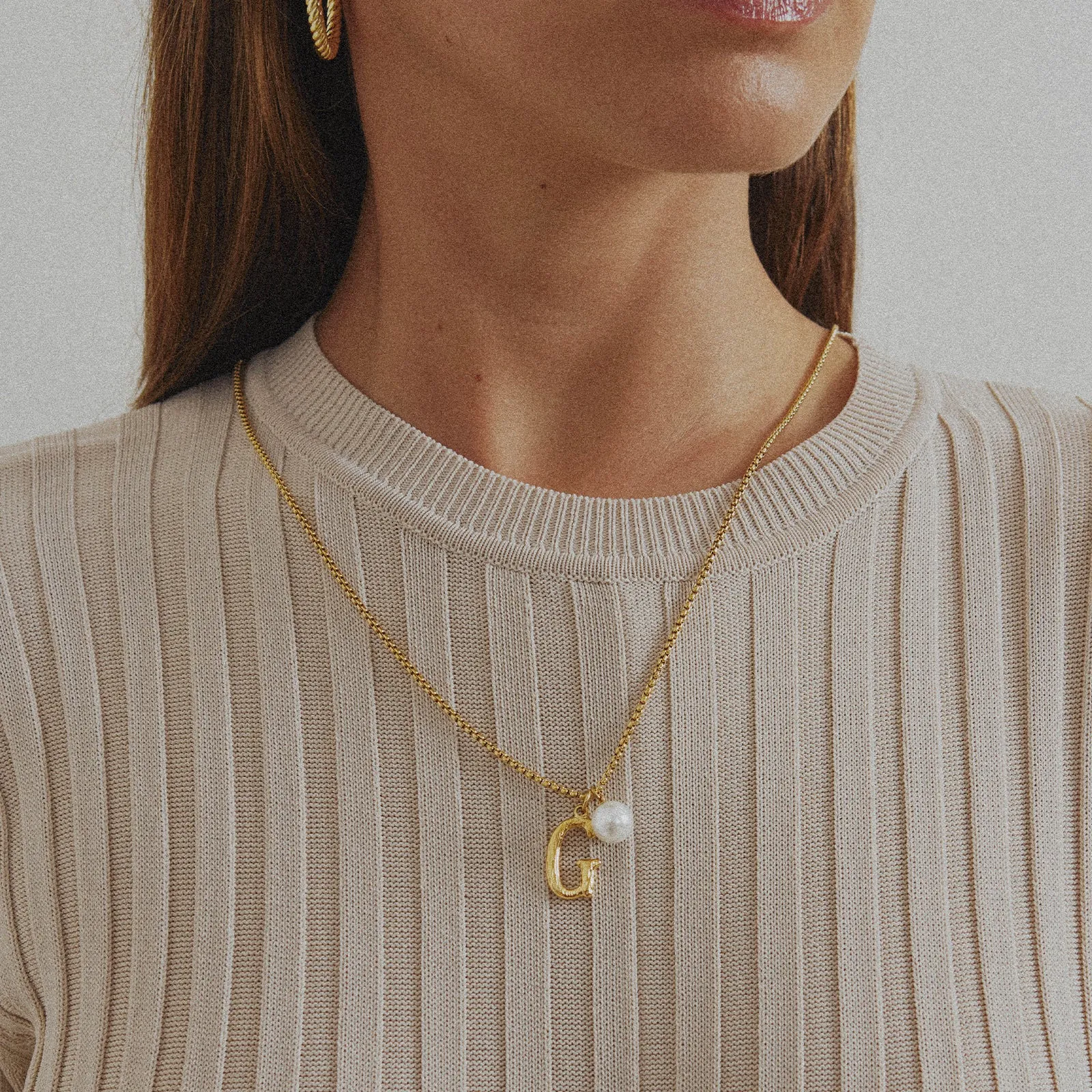 Pearl Letter G Necklace