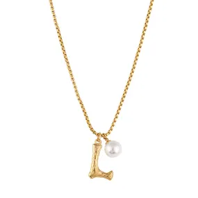 Pearl Letter L Necklace Pearl Letter L Necklace