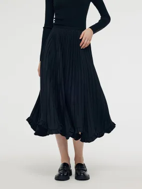 Petal Hem Pleated Women Midi Skirt Petal Hem Pleated Women Midi Skirt