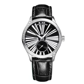 Reef Tiger RGA1561 Lady Luxury Austria Crystal Second Dial Women Automatic Meachanical Wrist Watch With Leather Strap - Silver Reef Tiger RGA1561 Lady Luxury Austria Crystal Second Dial Women Automatic Meachanical Wrist Watch With Leather Strap - Silver
