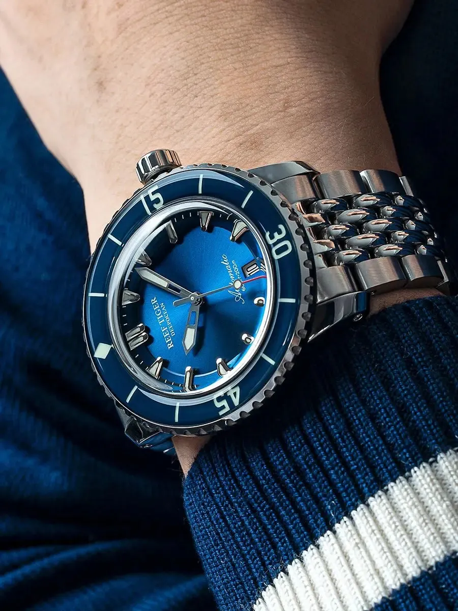 Reef Tiger/RT Super Luminous Dive Watches Mens Analog Automatic Blue Dial Clock with Date RGA3035
