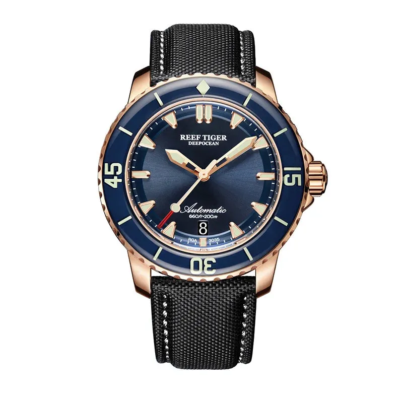 Reef Tiger/RT Super Luminous Dive Watches Mens Analog Automatic Blue Dial Clock with Date RGA3035