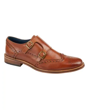 Roamers Mens Leather Twin Buckle Monk Shoes Roamers Mens Leather Twin Buckle Monk Shoes