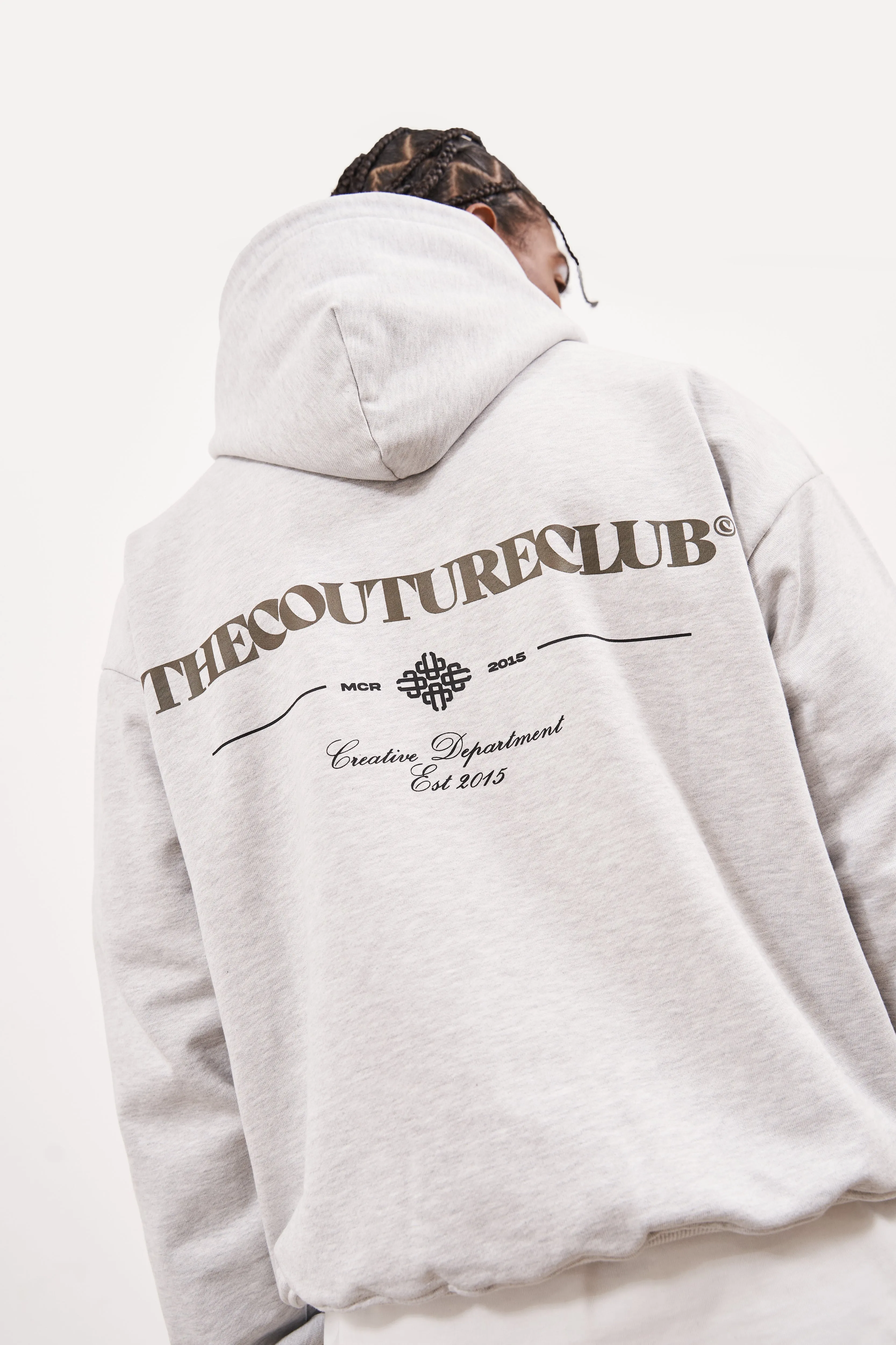SCRIPT MULTI GRAPHIC HOODIE - GREY MARL