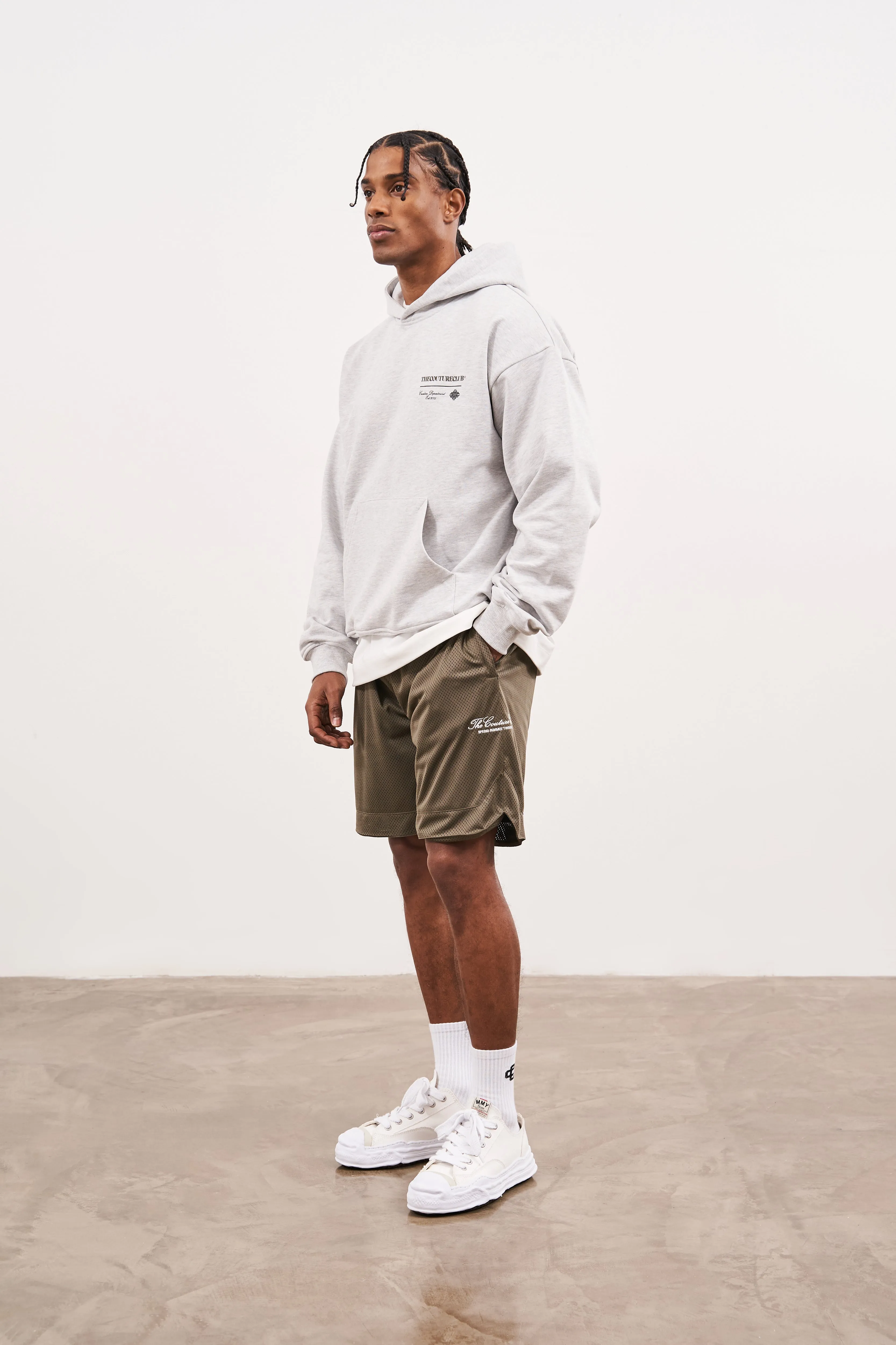 SCRIPT MULTI GRAPHIC HOODIE - GREY MARL